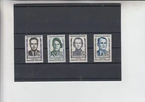 FRANKREICH, 1958, Widerstandskämpfer, Michel 1193 - 1196 postfrisch