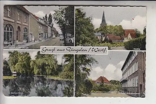 4236 HAMMINKELN - DINGDEN, Gruss aus, Krankenhaus - Mühlenteich - Kirche - Marienfelder Strasse, handcoloriert