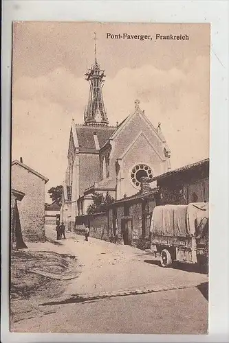 F 51490 PONTFAVERGER, 1.Wetkrieg, Armeelaster, Kirche, Deutsche Feldpost, 1915