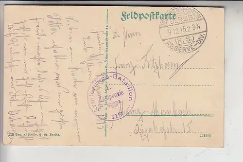 F 51490 PONTFAVERGER, 1.Wetkrieg, Armeelaster, Kirche, Deutsche Feldpost, 1915