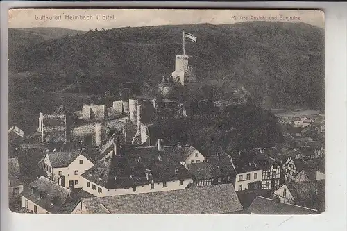 5169 HEIMBACH, Mittlere Ansicht & Burgruine, 1915, Militärpost Aachen-Forst