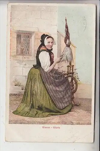 CH - GLARUS GL, Tracht, Handarbeit Spinnrad, 1904