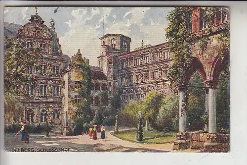 6900 HEIDELBERG, Schlosshof, Künstler-Karte Charles Flower, Serie Heidelberg, Nr. 610 B