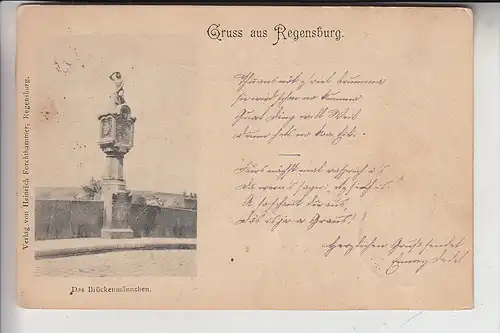 8400 REGENSBURG, Das Brückenmännchen, 1898, gelaufen nach Constantinopel, Deutsche Post Türkei