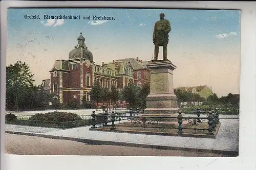 4150 KREFELD, Bismarckdenkmal und Kreishaus, 1920, belg. Militärpost