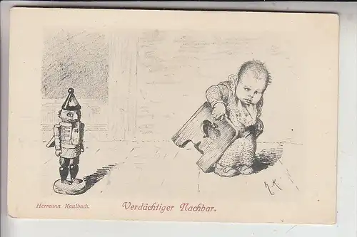 KÜNSTLER - ARTIST - HERMANN KAULBACH, "Verdächtiger Nachbar" Nussknacker/Nutcracker/Casse-Noisette/Notenkraker