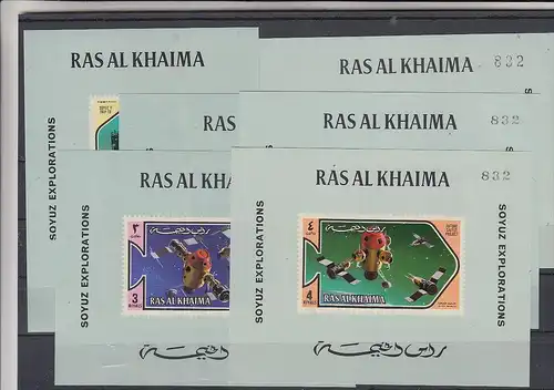 RAS AL KHAIMA, 1971, SOYUZ EXPLORATION, 6 mini sheets, mint, all # 832