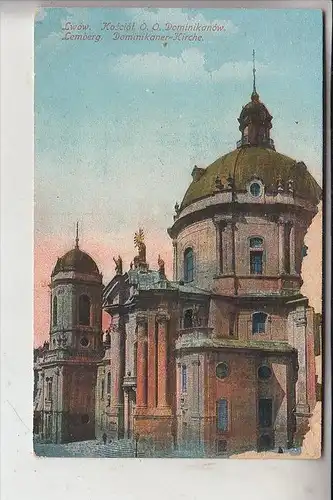 UA - 79000 LWIW / LEMBERG, Dominikaner-Kirche, bad condition, advertising on the back