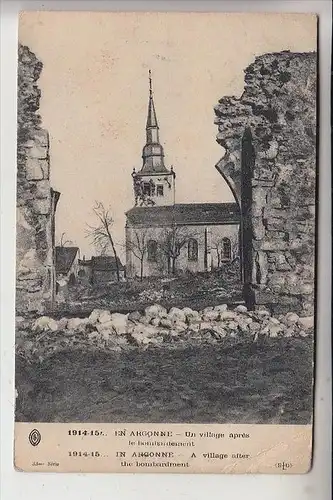 MILITÄR - 1.Weltkrieg, Argonnen, Zerstörungen nach dem Bombardement, 1914-15, franz. Feldpost