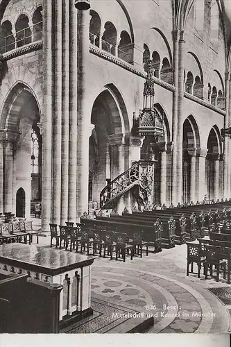 CH 4000 BASEL, Münster zu Basel, Mittelschiff und Kanzel