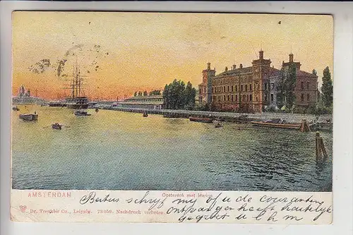 AMSTERDAM, Oosterdok met Marine, 1905, Trenkler-Leipzig # 23059