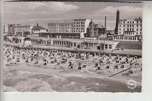 2972 BORKUM, Promenade mit Hotels, Luftaufnahme, 1957