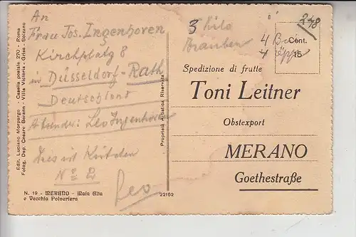 I 39012 MERAN, Ortsansicht, rückseitig Werbung Fa. Toni Leitner