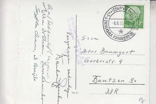 ESPERANTO - Sonderstempel - Esperanto Kongress Mainz 1958, in die DDR gelaufen , Knick