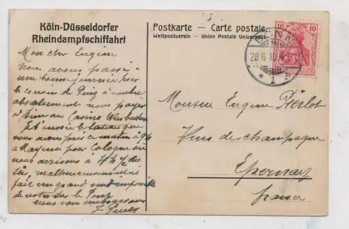 BINNENSCHIFFE - RHEIN, Köln-Düsseldorfer - Künstler - Karte, 1910, kl. Druckstelle