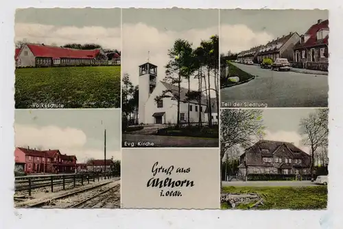 2907 GROSSENKNETEN - AHLHORN, Bahnhof, Volksschule, Siedlung, Heideheim, Kirche