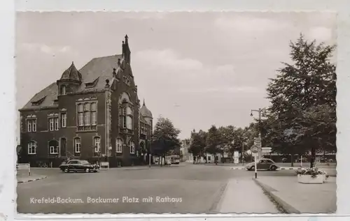 4150 KREFELD - BOCKUM, Bockumer Platz, Rathaus, Strassenbahn, MERCEDES - BENZ, VW-Käfer, 1961