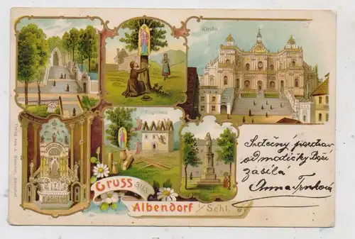 NIEDER - SCHLESIEN - ALBENDORF / WAMBIERZYCE (Glatz), Lithographie, 6 Ansichten