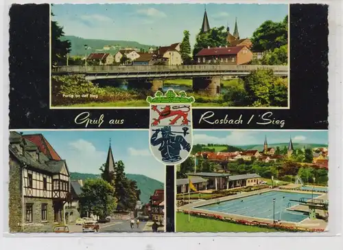 5227 WINDECK - ROSBACH,  Schwimmbad, Strassenpartie, Siegbrücke, 1966