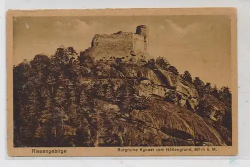 NIEDER-SCHLESIEN - HIRSCHBERG - HERMSDORF, Burgruine Kynast vom Höllengrund gesehen