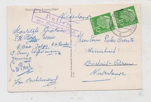 5353 MECHERNICH - VUSSEM, Missionshaus, Landpoststempel "Vussem über Mechernich", 1958