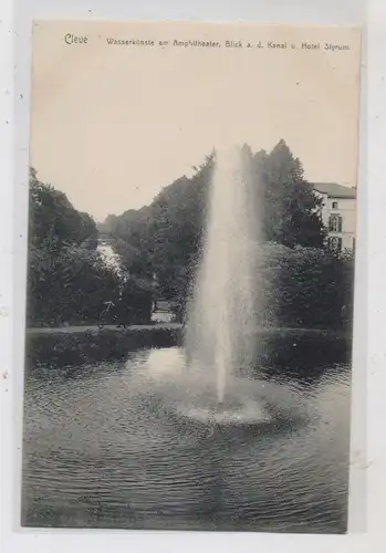 4190 KLEVE, Wasserkünste am Amphiteater, Kanal, Hotel Styrum, 1906, Verlag Labs