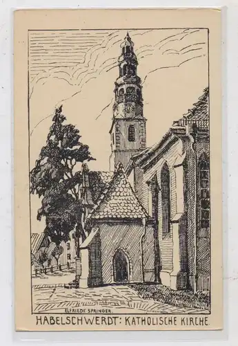 NIEDER - SCHLESIEN - HABELSCHWERDT / MIEDZYGORZE, Katholische Kirche, Künstler-Karte Elfriede Springer