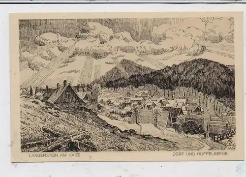 0-3600 HALBERSTADT, - LANGENSTEIN, Dorf und Hoppelberge, Künstler-Karte Otto Sachs