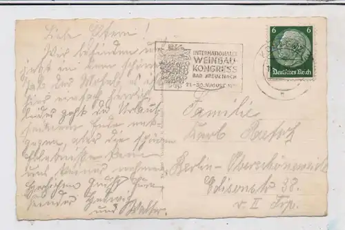 WEIN - Weinbau / VIN - Viticulture / WINE - Wine Growing, Werbestempel Weinbau-Kongress Bad Kreuznach 1939