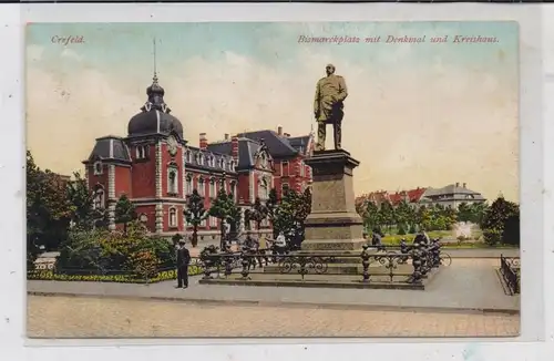 4150 KREFELD, Bismarckplatz, Bismarckdenkmal, Kreishaus, belebte Szene
