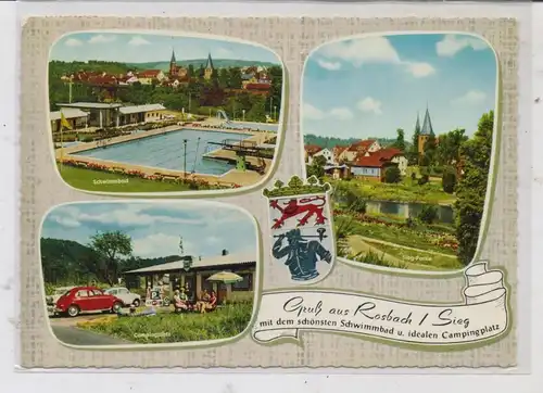 5227 WINDECK - ROSBACH,  Schwimmbad, Campingplatz, VW-Käfer, Sieg-Partie, 1963