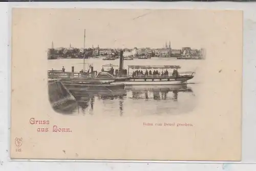 BINNENSCHIFFE - RHEIN, Personenschiff / Schaufelraddampfer "BONN" am Beueler Anlager, ca. 1900