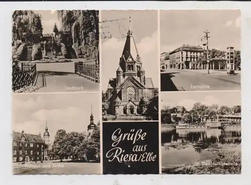0-8400 RIESA, Leninplatz, Dampferanlegestelle..., Landpoststempel, Druckstelle