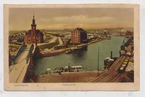 4600 DORTMUND, Hafen, Personenschiffe, Eisenbahn, ca. 1920