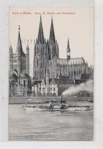 BINNENSCHIFFE - RHEIN, Frachtschiff "RHEINFELS" vor Köln, 1920