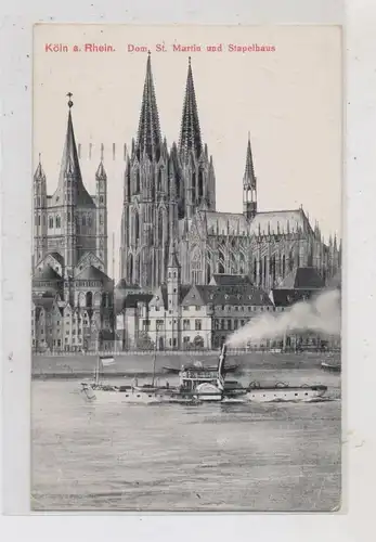 BINNENSCHIFFE - RHEIN, Fractschiff "RHEINFELS" vor Köln, 1920
