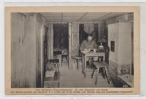 UKRAINE - 1.Weltkrieg, Kowel, Winterquartier am Stochod, 5 m tief, Decke und Wände aus Sandsäcken, 1918