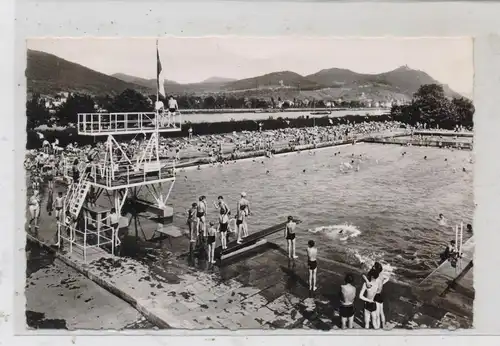 5300 BONN - BAD GODESBERG, Schwimmbad, Blick vom Rheinterrassen - Restaurant