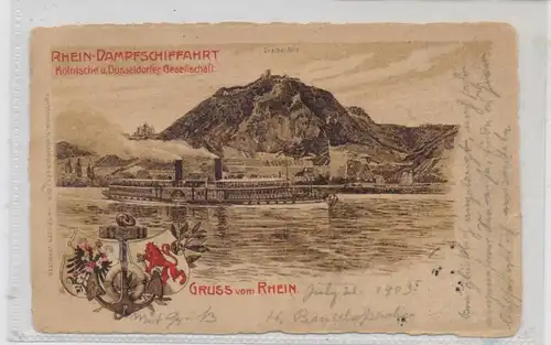 BINNENSCHIFFE - RHEIN, Köln-Düsseldorfer "BORUSSIA" vor Königswinter, 1903