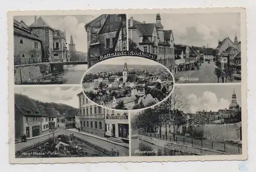 0-4270 HETTSTEDT, Horst-Wessel-Platz, Marktplatz, Wipper....