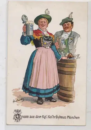 8000 MÜNCHEN, BIER, Hofbräuhaus, Gruss aus..., Künstler-Karte