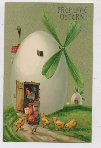OSTERN - Eier - Windmühlen, Präge-Karte / embossed / relief, 1911
