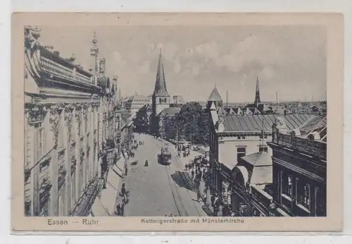 4300 ESSEN, Kettwiger Strasse, Münsterkirche, Strassenbahn, 1923