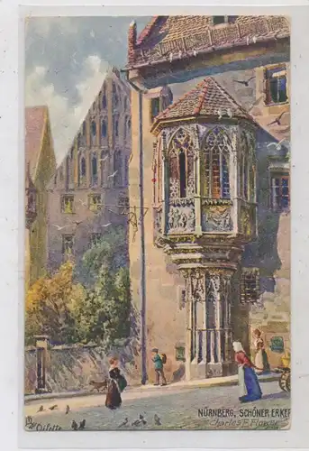 8500 NÜRNBERG, Schöner Erker, Künstler-Karte Charles Flower, TUCK - Oilette