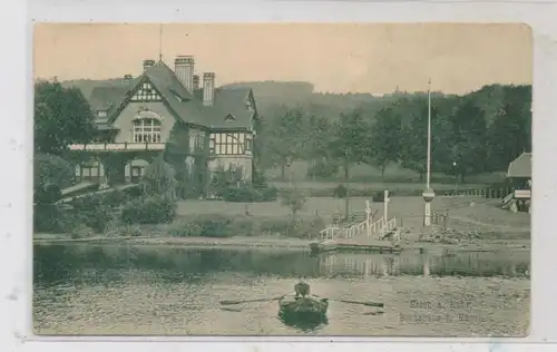 4300 ESSEN - BALDENEY, Bootshaus bei Hügel, Fähranleger, Ruderboot, 1906, Lichtdruck