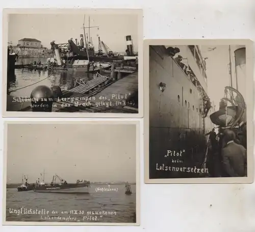 SCHIFFSKOLLISION - Dithmarschen 1930, Lotsenschiff PILOT, 6 Photos