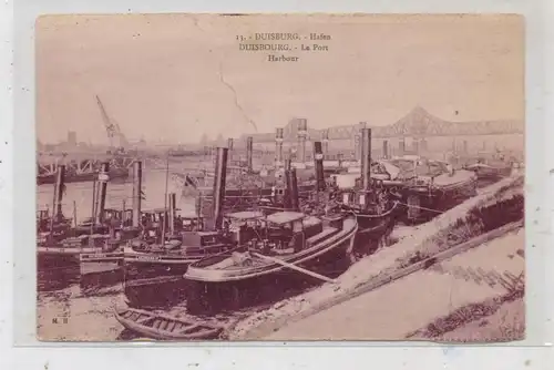 BINNENSCHIFFE - RHEIN, Frachtschiffe im Duisburger Hafen, 20er Hafen, Druckstelle