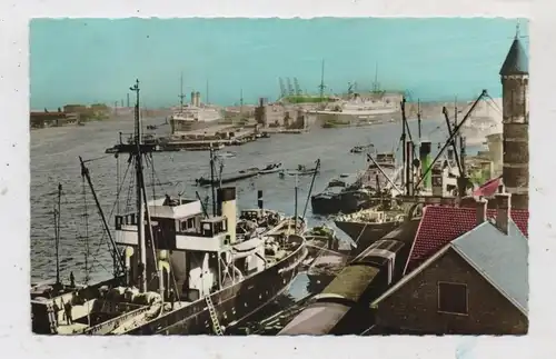 BINNENSCHIFFE - RHEIN, Frachtschiffe im Hafen Rotterdam, 1955