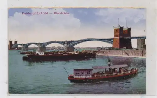 BINNENSCHIFFE - RHEIN, Personenfähre und Frachtschiff Duisburg - Hochfeld, 1920