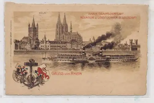 BINNENSCHIFFE - RHEIN, Köln-Düsseldorfer "KAISERIN AUGUSTE VICTORIA", vor Köln, Steindruck 1904